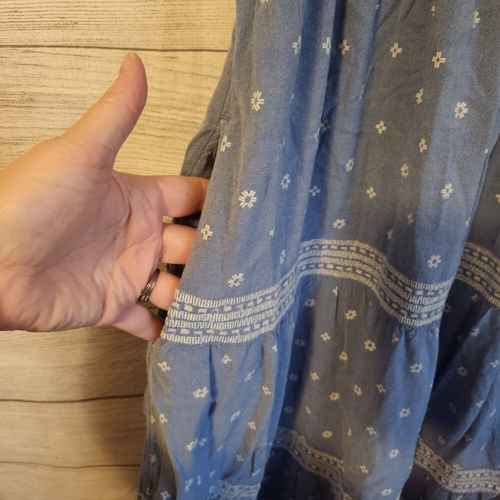 Old Navy Blue M floral short sleeve cottagecore Y2K summer beach coastal dress - Picture 9 of 9